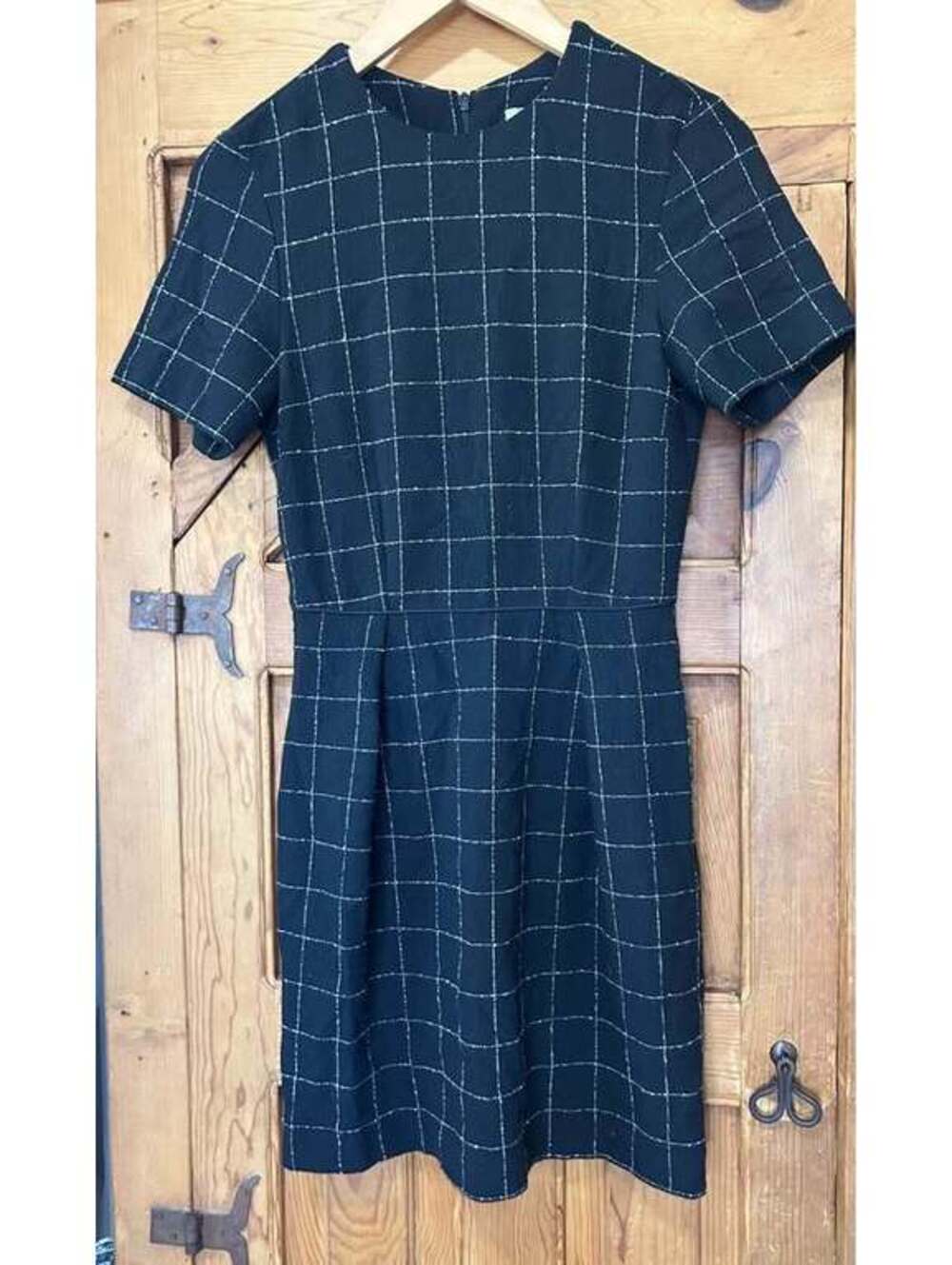 H&M Black Windowpane Check Fit & Flare Dress Size US 2